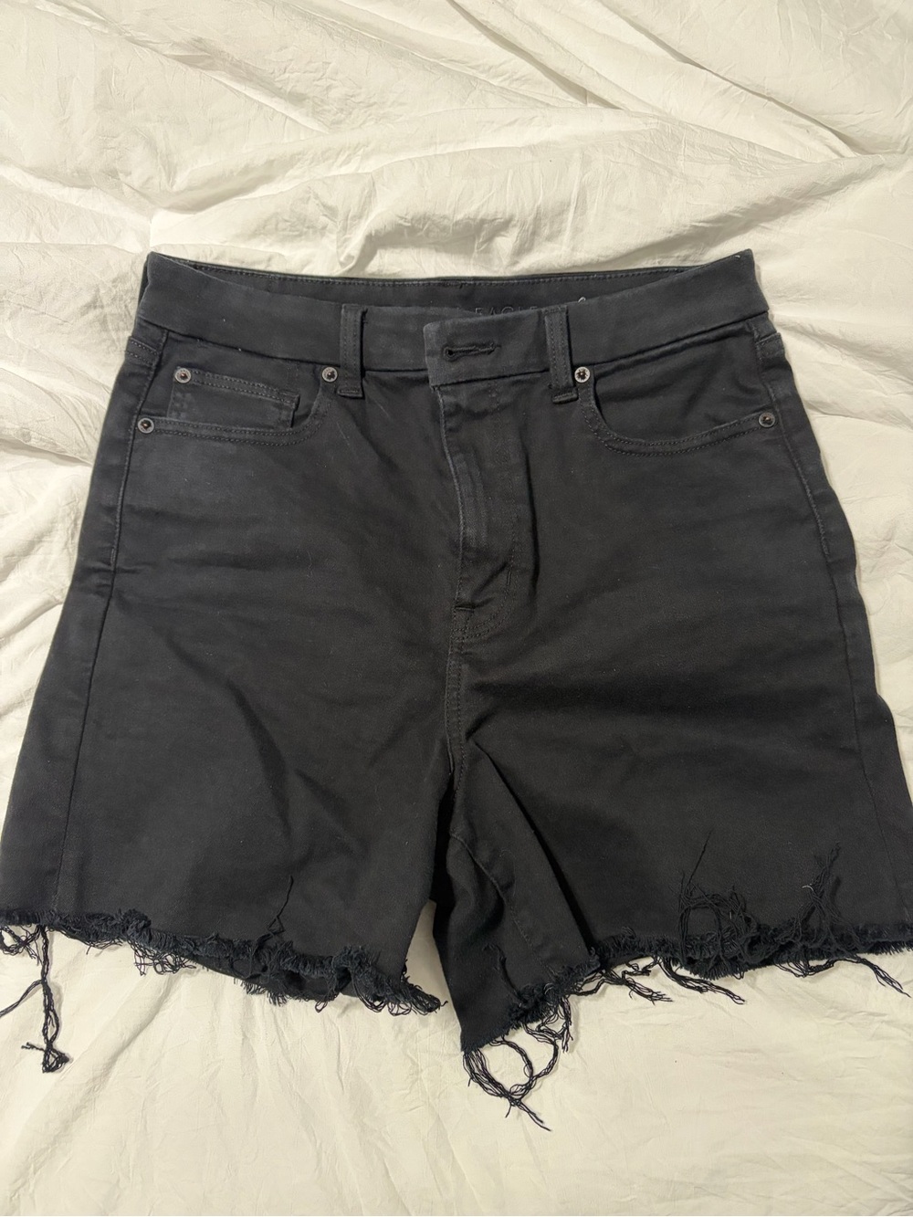 AE Black Frayed Hem Women's Denim Shorts